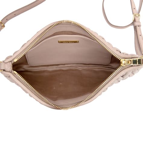 Miu Miu Matelasse Leather Clutch/crossbody Bag In Cammeo